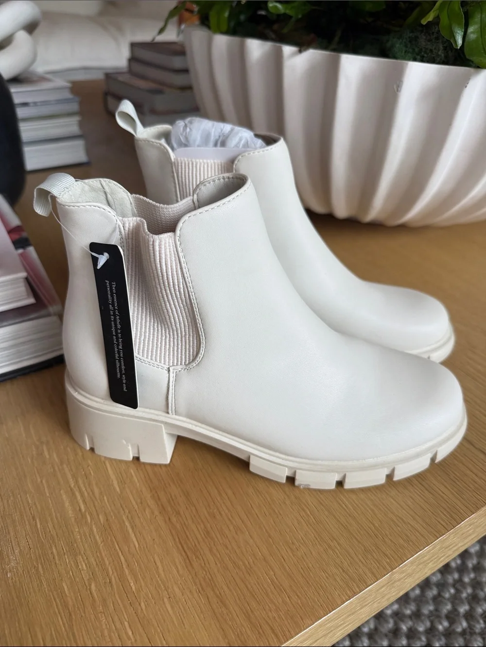 Chelsea Lug Booties in Off-White